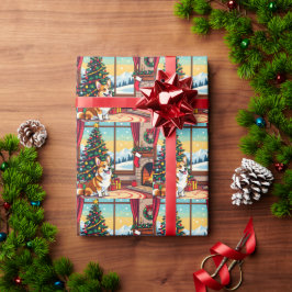 Papel De Regalo Una linda Navidad de Corgi festivo