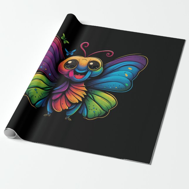 Papel De Regalo Una mariposa de color arcoiris (Desenrollado)