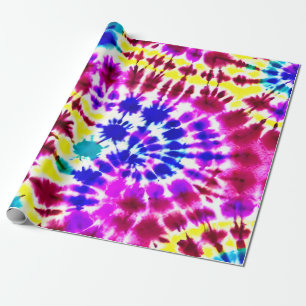 Papel De Regalo Una mirada retro de tinte en rosa, azul, amarillo