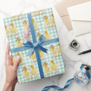 Papel De Regalo Una Pareja De Duckling Fuerte En Gingham
