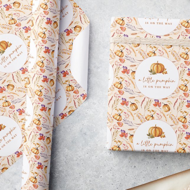 Papel De Regalo Una pequeña calabaza Cae una ducha de bebé (Subido por el creador)