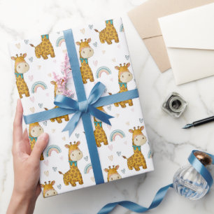 Papel De Regalo Una pequeña jirafa de bebé con corbata de cuello