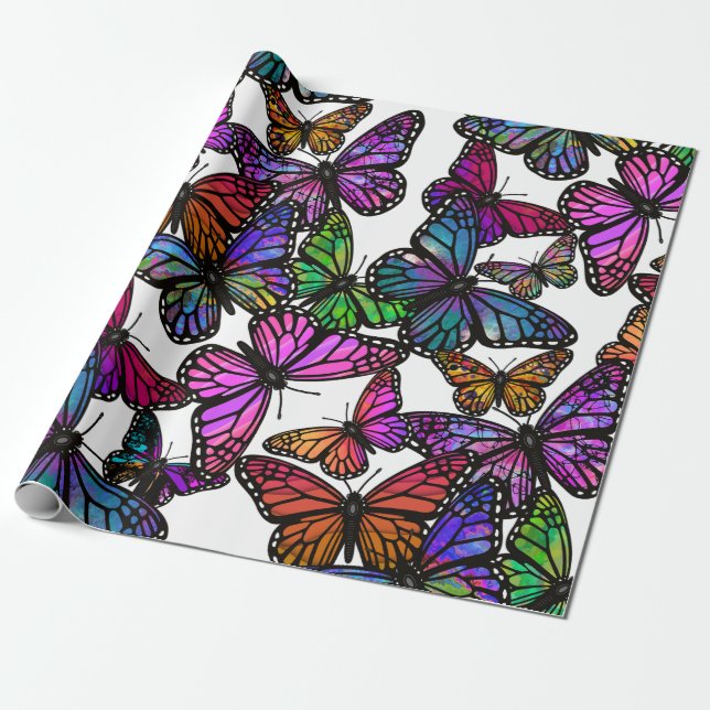 Papel De Regalo Una ráfaga de mariposas arcoiris (Desenrollado)