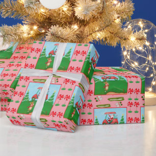 Papel De Regalo Una salida de golf de Navidad con Santa y Reno