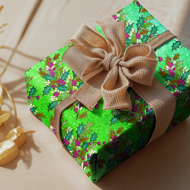 Papel De Regalo Unas hojas retro curas vacaciones vacaciones verde (Subido por el creador)