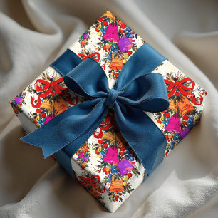 Papel De Regalo Unas vacaciones de arco rojo de estilo retro lindo