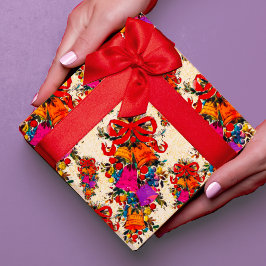 Papel De Regalo Unas vacaciones de arco rojo de estilo retro lindo