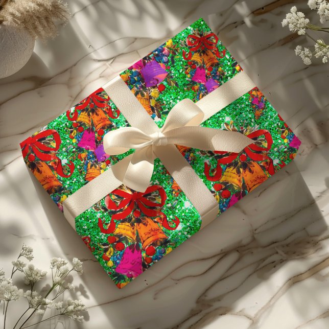 Papel De Regalo Unas vacaciones de arco rojo retro lindo verde (Subido por el creador)