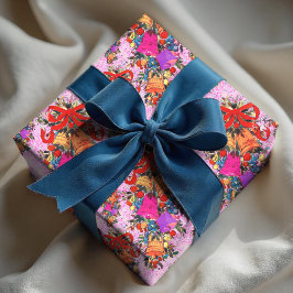 Papel De Regalo Unas vacaciones de arcos rojos retro lindo rosado