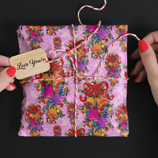 Papel De Regalo Unas vacaciones de arcos rojos retro lindo rosado (Subido por el creador)