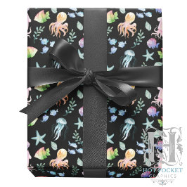 Papel De Regalo Under the Sea Gift Wrapping Paper - Black