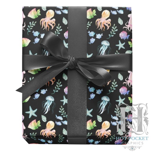 Papel De Regalo Under the Sea Gift Wrapping Paper - Black (Subido por el creador)