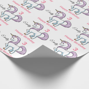 Papel De Regalo UNICORN Nombre personalizado de niña pequeña Cumpl