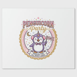 Papel De Regalo Unicorn Penguicorn Party POD Diseño Zazzle Listo_1