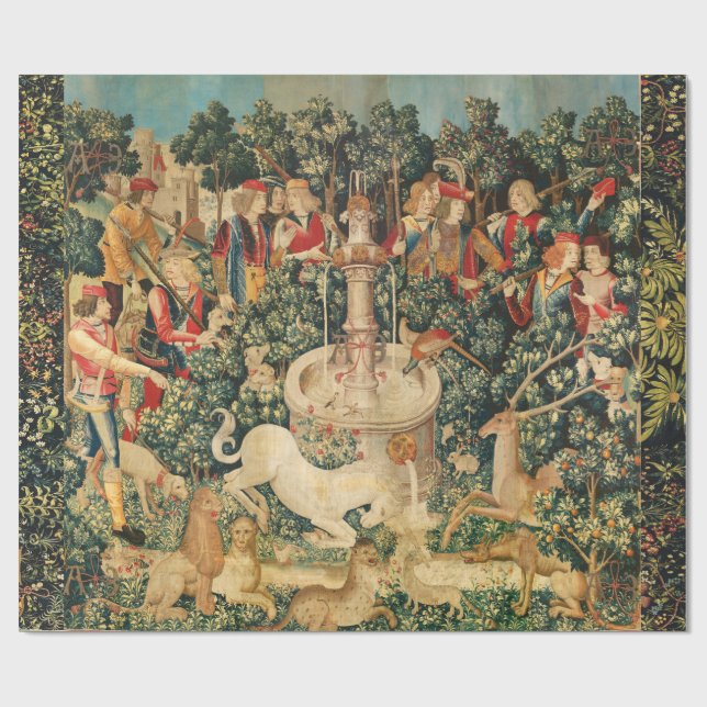 Papel De Regalo UNICORN SE ENCUENTRA / Fuente y otros animales (Superficie plana)