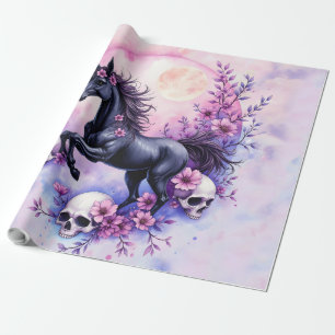 Papel De Regalo Unicornio a la luz de la luna entre rosas olvidada