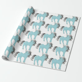 Papel De Regalo Unicornio azul