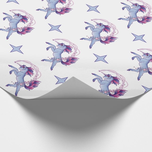 Papel De Regalo Unicornio azul escarchado del baile (Esquina)