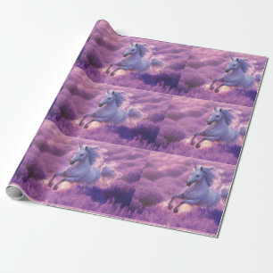 Papel De Regalo Unicornio Blanco Majestuoso Galopando a Través de