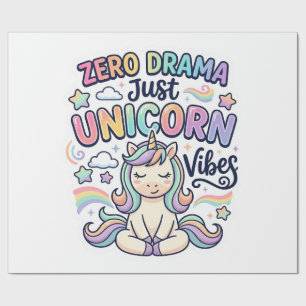 Papel De Regalo Unicornio Cero Drama Solo Vibraciones de Unicornio