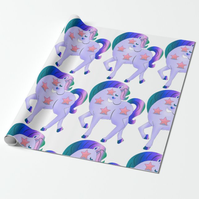Papel De Regalo Unicornio con estrellas (Desenrollado)