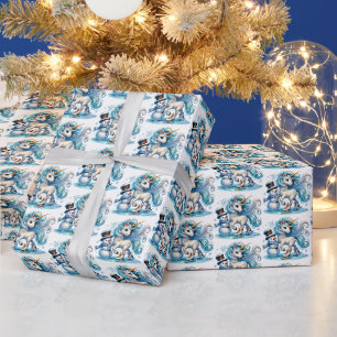 Papel De Regalo Unicornio de Navidad con azulejos festivos