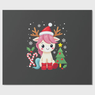Papel De Regalo Unicornio de Navidad Lindo Mágico Xmas Niñas Peque