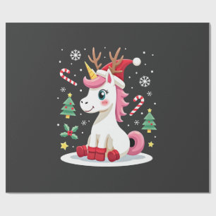 Papel De Regalo Unicornio de Navidad Lindo Mágico Xmas Niñas Peque