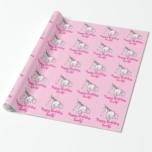 Papel De Regalo Unicornio entre las estrellas Personalizable de no