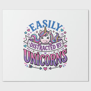 Papel De Regalo Unicornio fácilmente distraído por el anuncio de U