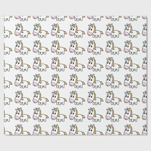 Papel De Regalo ¡Unicornio feliz! (Superficie plana)