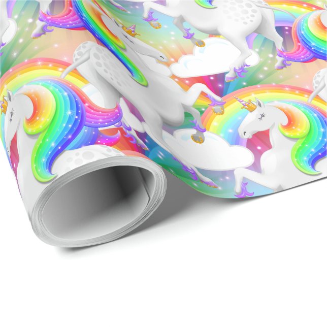 Papel De Regalo Unicornio: la estrella del arcoiris (Esquina del rollo)