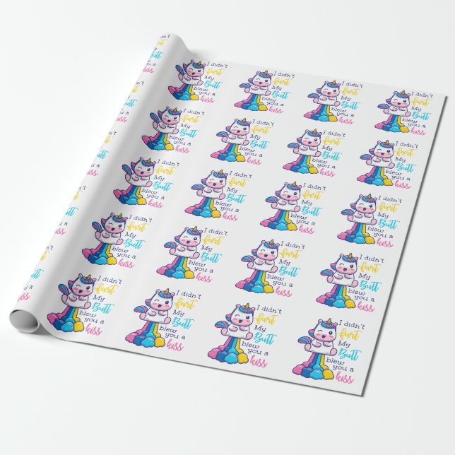 Papel De Regalo Unicornio, no te di un beso (Desenrollado)