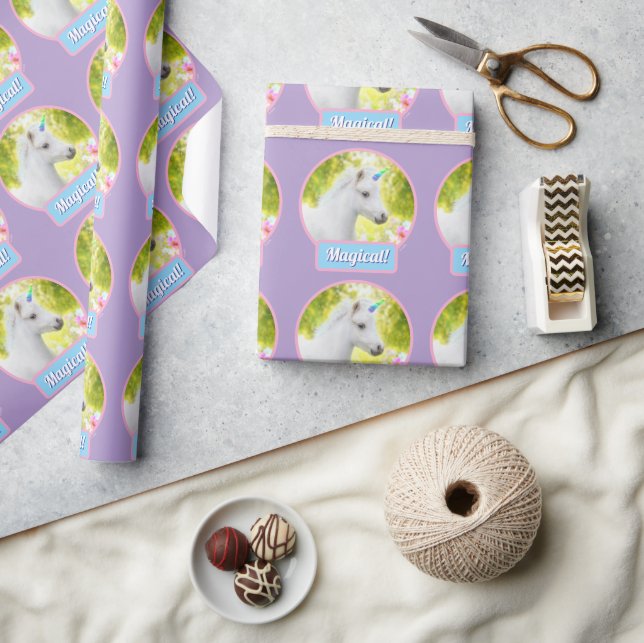 Papel De Regalo Unicornio Pony Blanco (Artesanía)