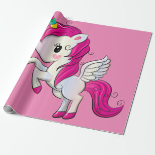 Papel De Regalo Unicornio volador mágico grande