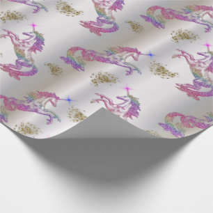 Papel De Regalo Unicornios cristalinos del arco iris