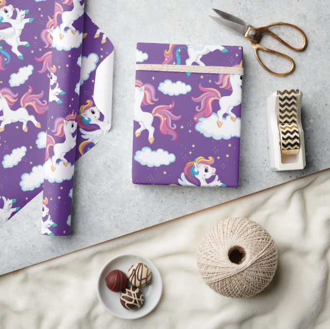 Papel De Regalo Unicornios de baile púrpura (Artesanía)
