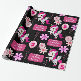 Papel De Regalo Unicornios de Cumpleaños Personalizados