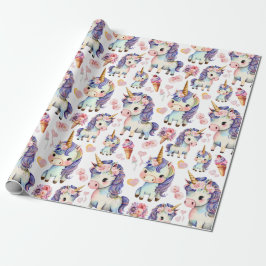 Papel De Regalo Unicornios morados