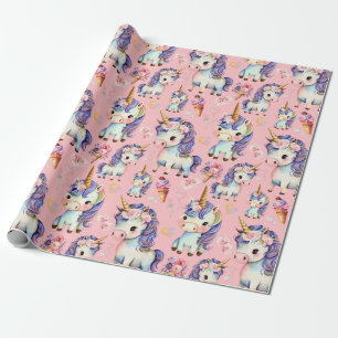 Papel De Regalo Unicornios morados