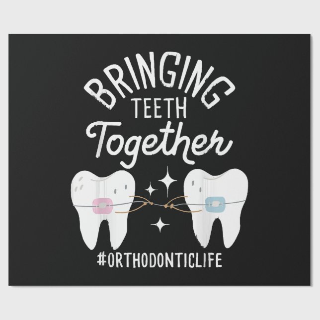 Papel De Regalo Uniendo Dientes - Ortodoncista  (Superficie plana)