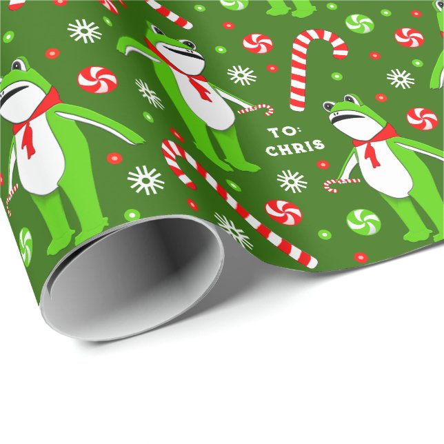 Papel De Regalo Unique Frog Christmas Holiday Gift (Esquina del rollo)