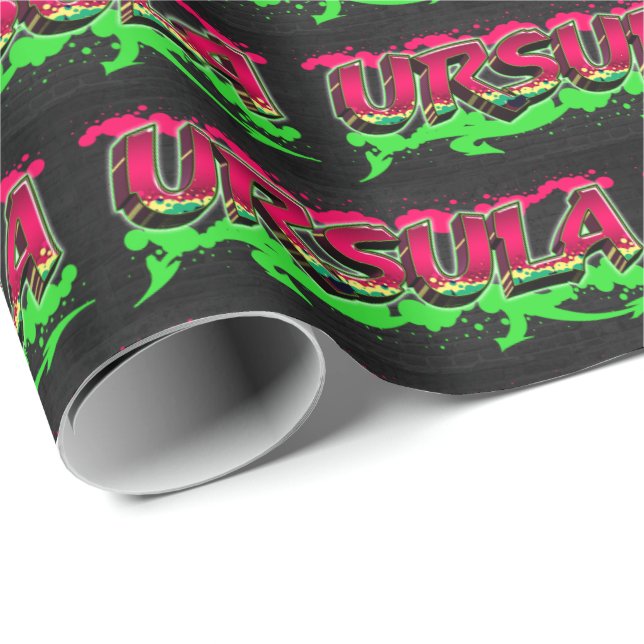 Papel De Regalo Ursula Vorname Name Graffiti red green (Esquina del rollo)