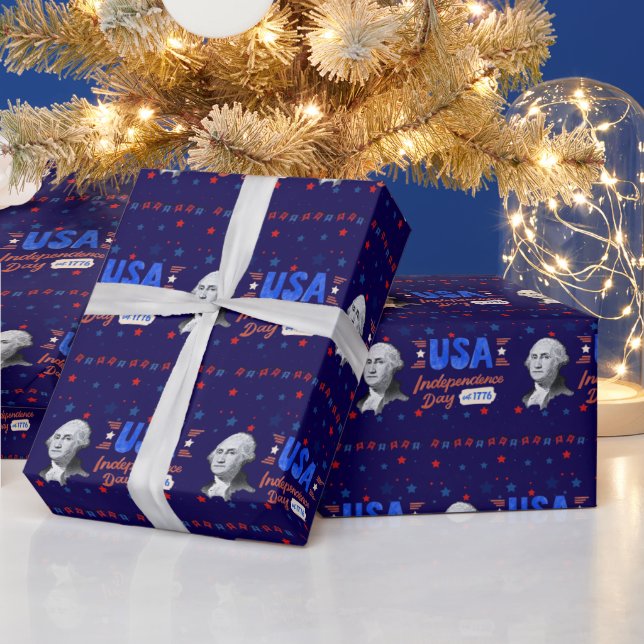 Papel De Regalo USA Independence Day deep blue (Vacaciones)
