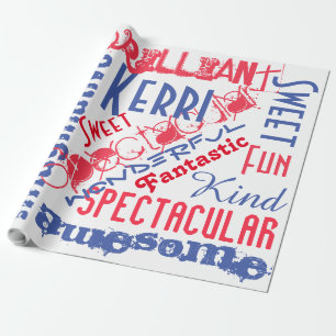 Papel De Regalo Usted es rojo, blanco y azul personalizados