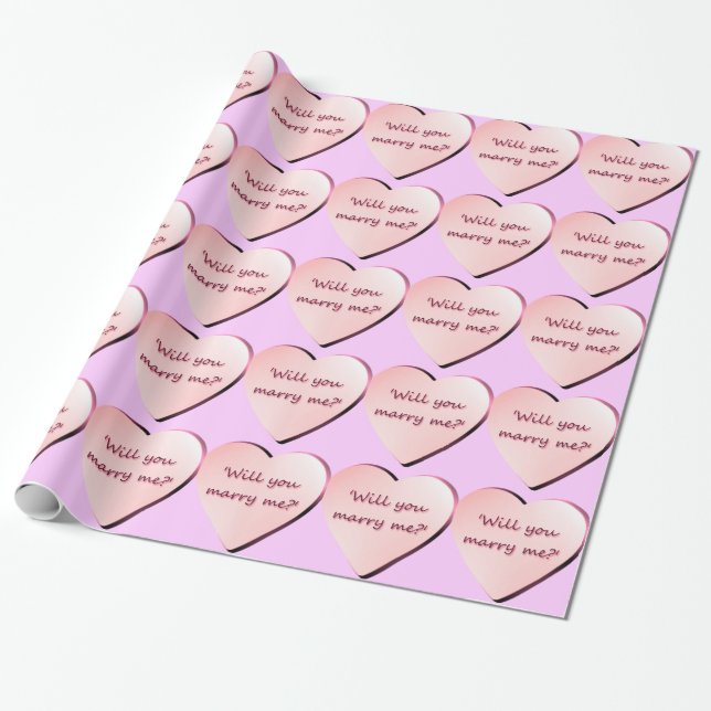 Papel De Regalo "Usted me casará" los corazones (Desenrollado)