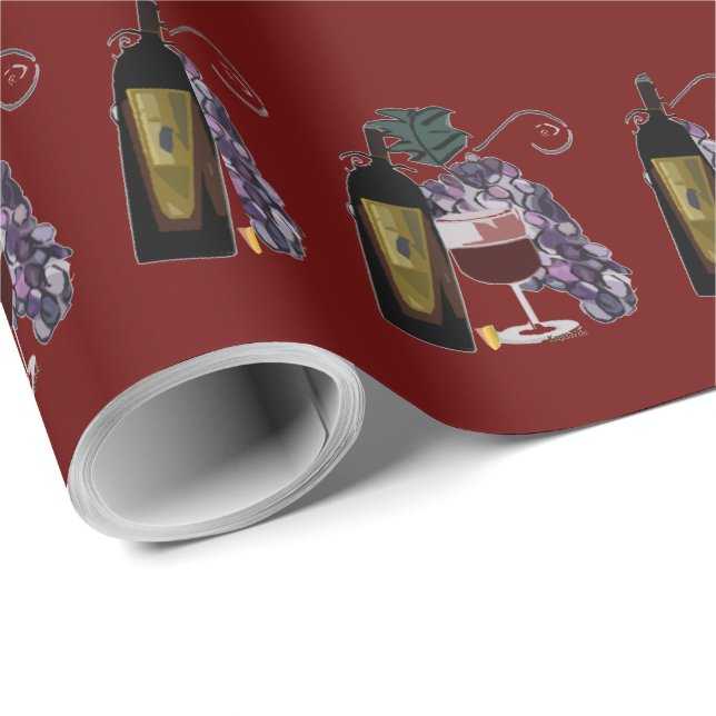 Papel De Regalo Uvas de la botella de vino n (Esquina del rollo)