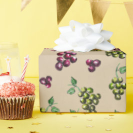 Papel De Regalo Uvas De Vino Elegante acuarela Ilustrada A Mano