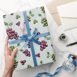 Papel De Regalo Uvas De Vino Elegante acuarela Ilustrada A Mano