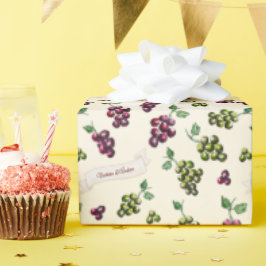 Papel De Regalo Uvas De Vino Elegantes Personalizadas Acuarela Úni